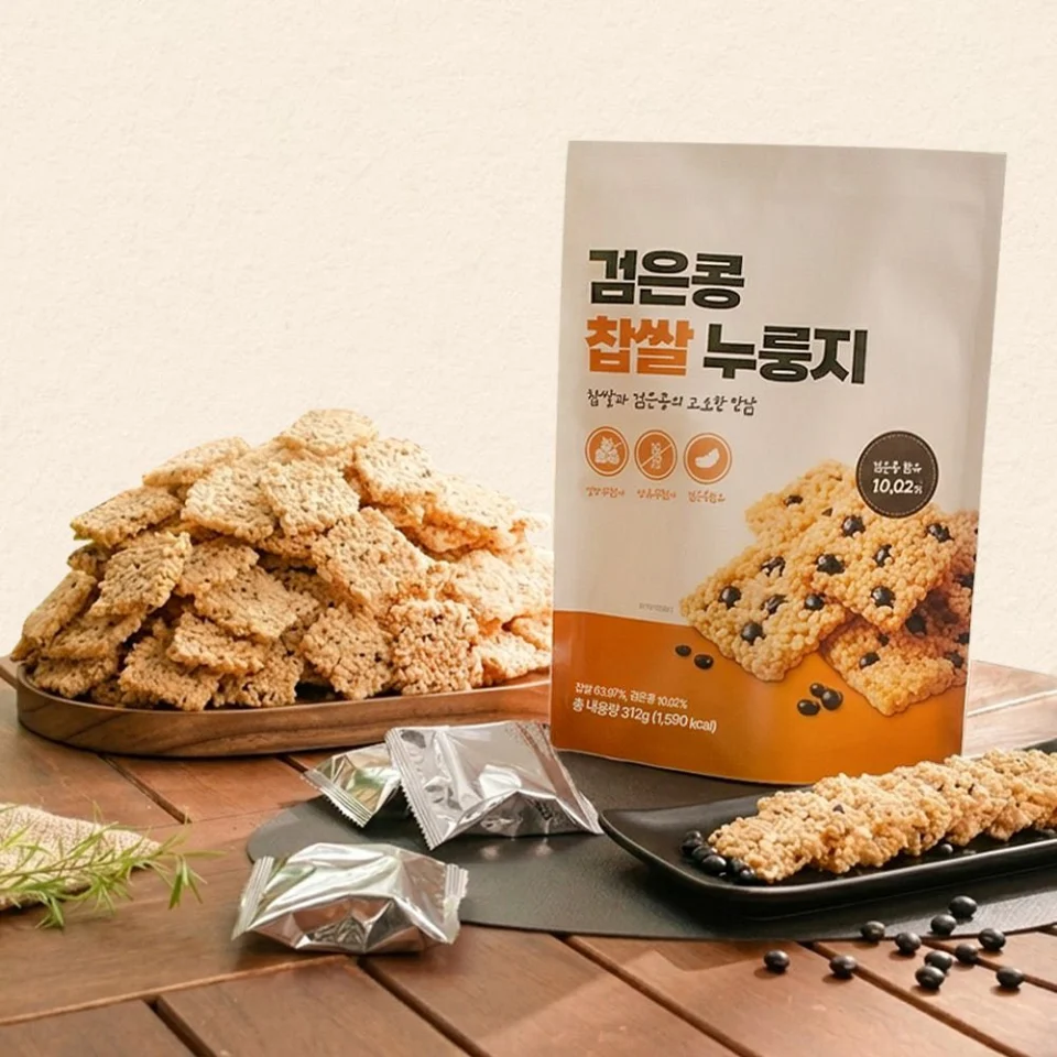 정가네 든든한끼 검은콩 찹쌀 누룽지 72개 바삭 쫀득 영양식 글루텐 프리 밀가루 제로